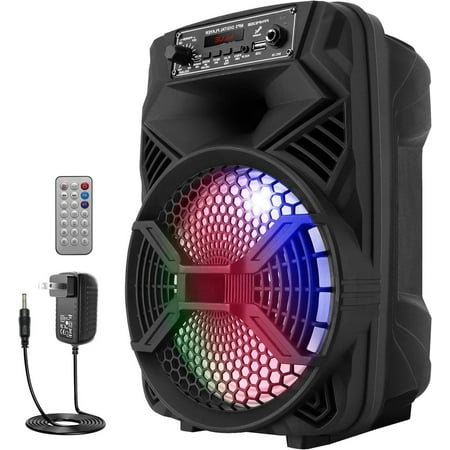Bluetooth PA Speaker System - 300W Rechargeable Indoor/Outdoor Bluetooth Portable PA System w/ 8” Subwoofer 1” Tweeter
