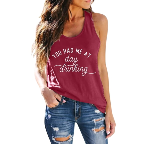 Aihuaihua Women's Summer Casual Graphic Print Tank Top Classic Fit Funny Beach Vest Shirt