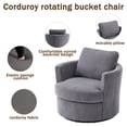 thumbnail image 3 of Aukfa Swivel Accent Chair Read Chair with Lumber Pillow for Living Room Bedroom, Corduroy, Gray, 3 of 12