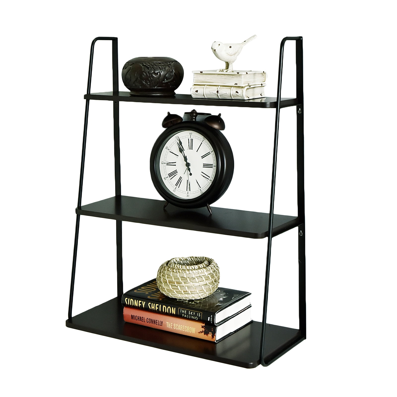 WELLAND 3Tier Ladder Display Wall Shelf, Espresso