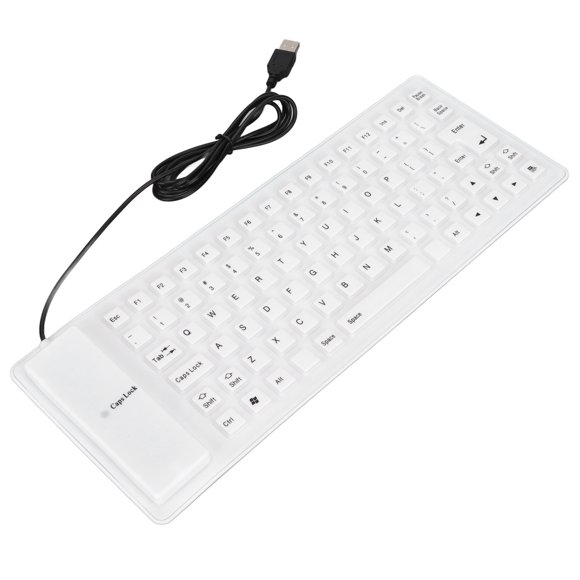 Silent Silicone Keyboard, Waterproof Dustproof Oilproof Acidproof, 85 Keys Portable Rollable Keyboard for PC with Foldable Comfortable Soft Touch
