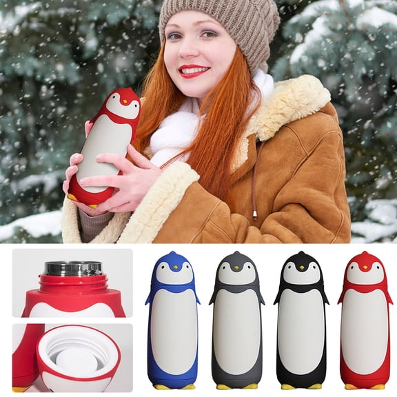 Yyuenw Water Bottle, Penguin Cup Glass Cup Double Layered Water Cup Cup Cute Pengu Gift