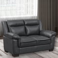 thumbnail image 6 of Benjara Contemporary Faux Leather & Wood Loveseat With Cushioned Armrests- Black, 6 of 11
