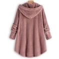 thumbnail image 4 of Womens Cardigan Plus Size Button Plush Tops Hooded Loose Cardigan Wool Coat Winter Jacket Navy Xl, 4 of 7