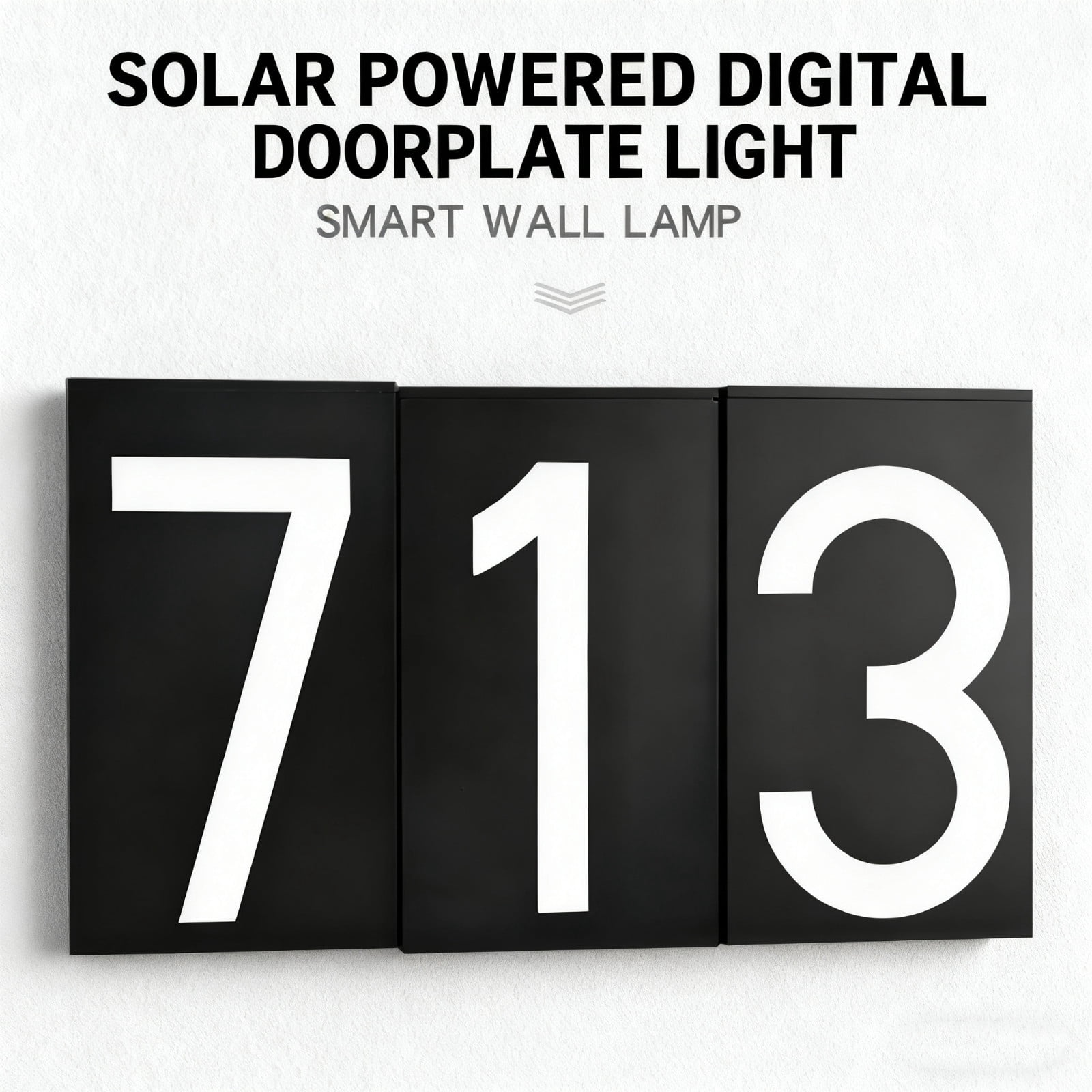 Solar House Number Sign Light, Waterproof Digital Address Light for Outdoor, Modern LED Mailbox Light for Post Fence Gate, Automatic Solar Powered Illuminated Number Plaque for Night
