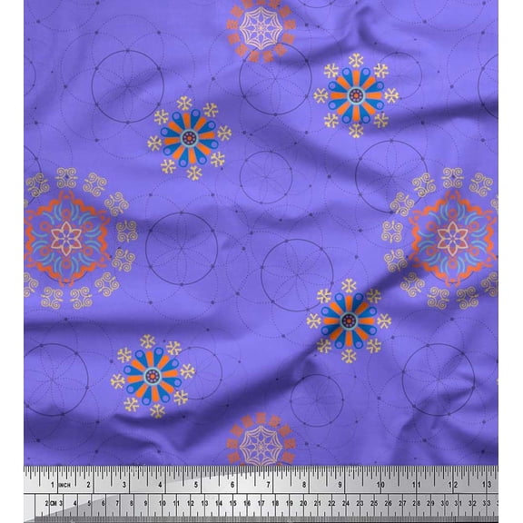 Soimoi Poly Georgette Fabric Mandala Ethnic Print Fabric by Yard 42 Inch Wide