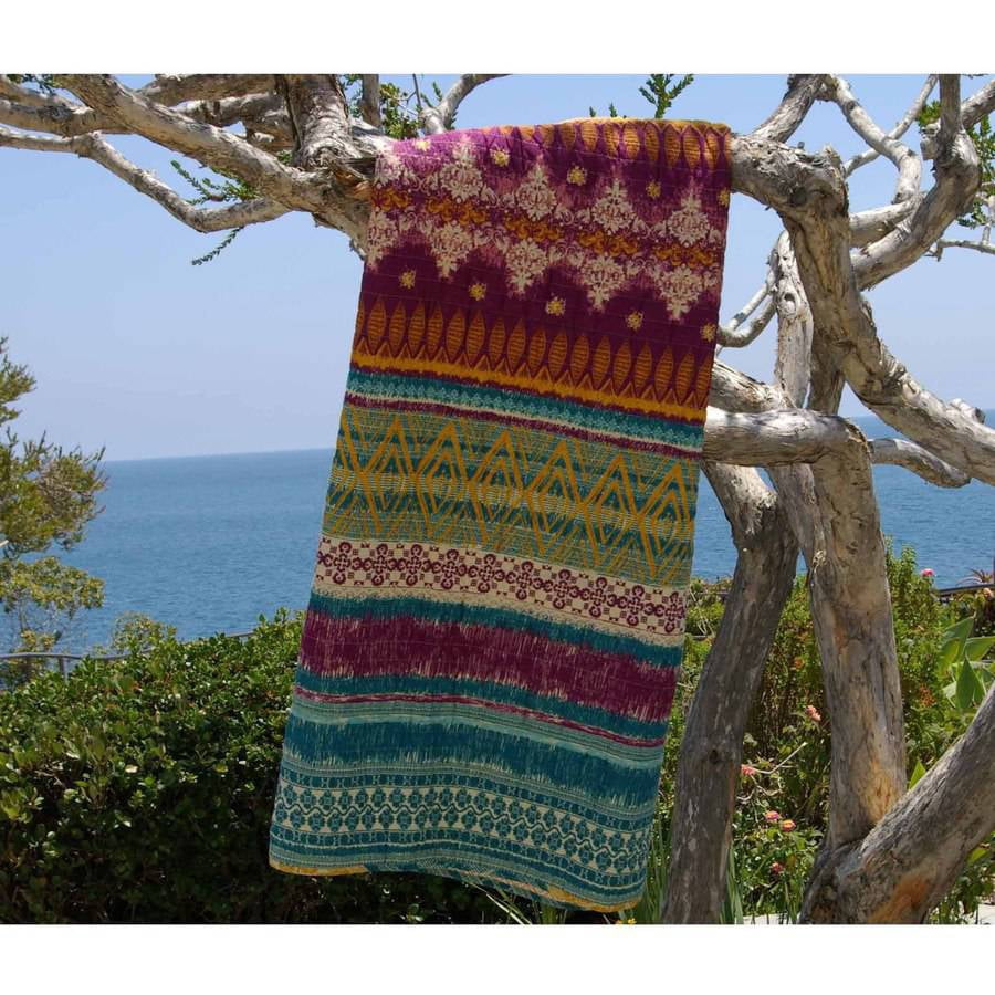 Global Trends Santa Fe Quilted Cotton Throw Blanket, 50" x 60" Gold