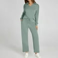 thumbnail image 2 of LIaqionyy Two Piece Sets for Women Sweatsuits Lounge Set Crew Neck Tops Wide Leg Sweatpants Tracksuit Outfits, 2 of 7