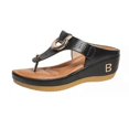 thumbnail image 1 of Outerwear Thong Toe Beach Sandals Solid Color Leather Tie Wedge Sandal for Valentine's Day Christmas Gift, 1 of 5