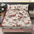 thumbnail image 7 of SEANATIVE Twin Size 3 Piece Bed Sheet Set with 1 Fitted Sheet and 2 Pillowcases, Soft Comfortable Stretch Bed Covers Mattress Protector for Bedroom Decor, Cardinal Bird Retro Floral, 7 of 7