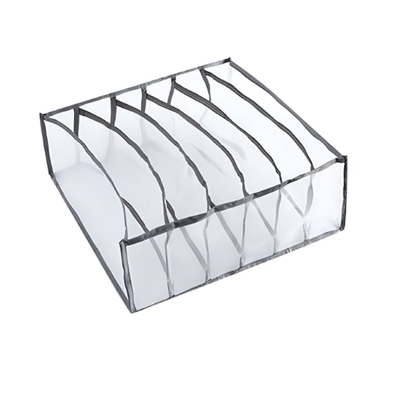 LAMIRO Bra Organizer for Drawer Foldable Underwear Organizer Wardrobe Dresser Divider Storage Bins Fabric Clear Closet Organizer for Socks Lingerie Scarves Panty Ties Belts Undies 6 Cell