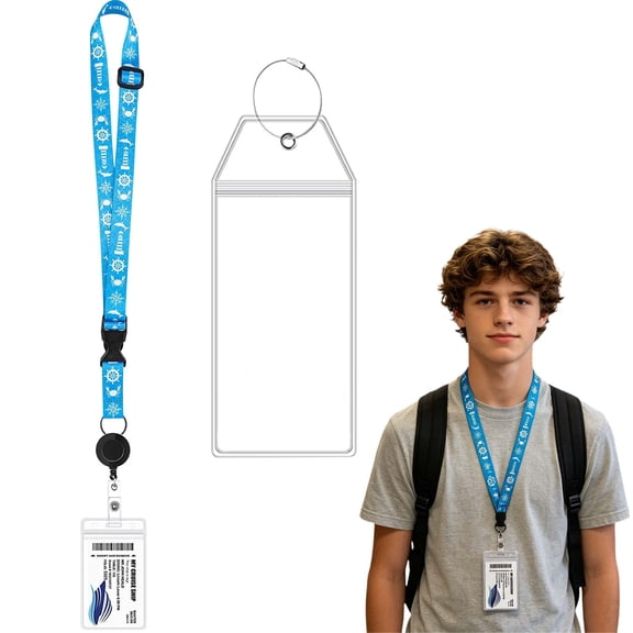 Cruise Ship Lanyard With Waterproof ID Badge Holder Retractable Card Reel Nautical Travel Accessories Ocean Theme 1 Pack