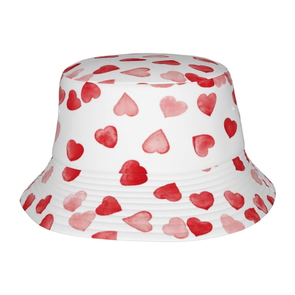 Red Love Fisherman's Hat Lightweight and Breathable Sun Hat Suitable for Both Men and Women