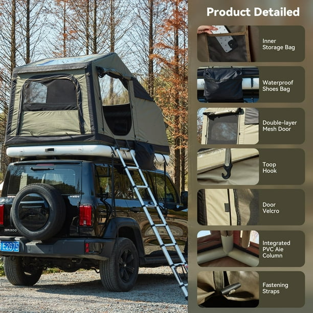 GROUPES Tente De Toit De Voiture Gonflable Pliable Pour 2 Ou 3 Personnes Amphibious Toit Gouq3791