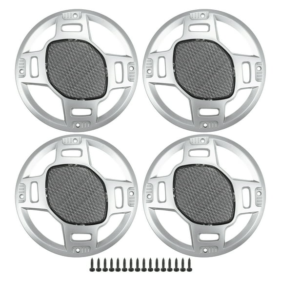 Unique Bargains 4 Pcs 6" Car Speaker Grills Cover Mesh Round Audio Subwoofer Protector w/ Screws Iron Silver Tone Black