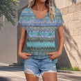 thumbnail image 2 of MEICHEN Short Sleeve Shirts Womens Fashion Casual Print V Neck T Shirt Plus Size Tops Loose Fit Blouse, 2 of 9