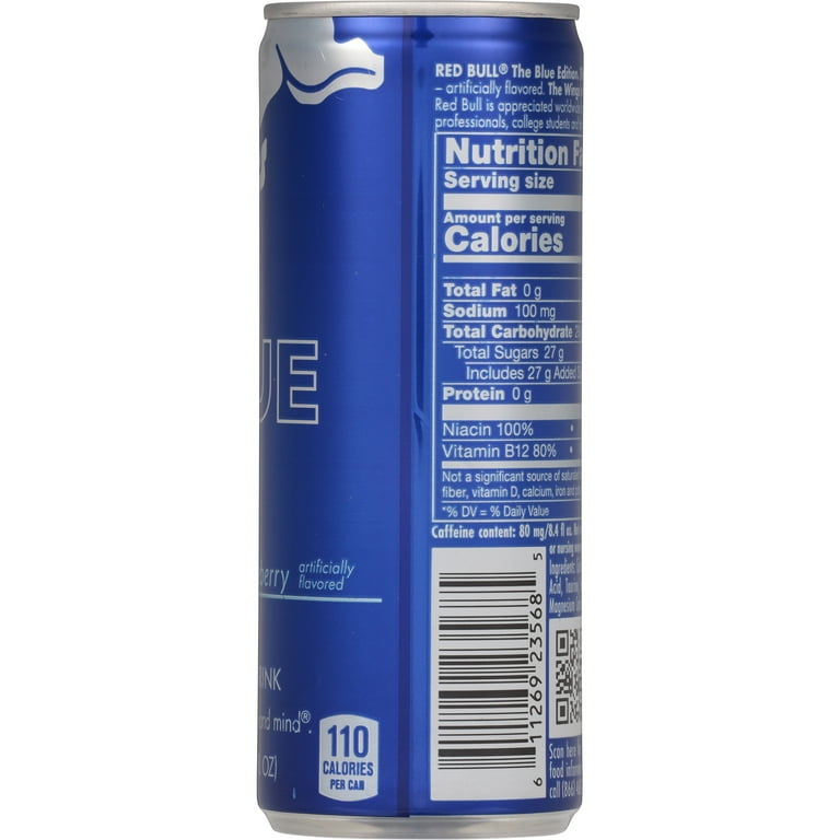 Red Bull Blue Edition Energy Drink, Blueberry, 80mg Caffeine, 8.4