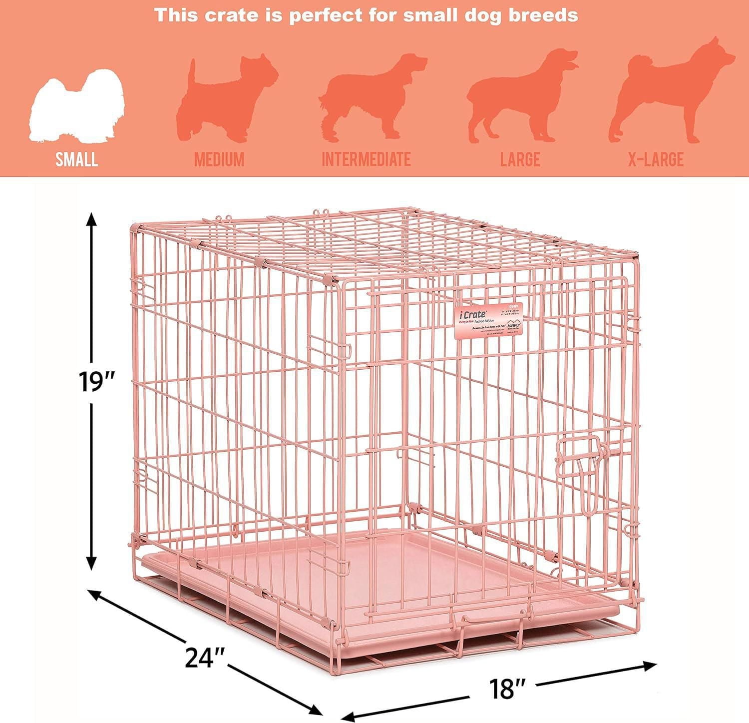 Midwest Icrate 24 Inch Pink Single Door For Dogs