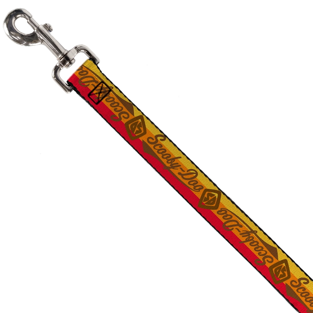 Scooby Doo Pet Leash, Dog Leash, Scooby Doo Script Sd Icon Stripe Yellow Orange Red Brown, 4 Feet Long 1.0 Inch Wide