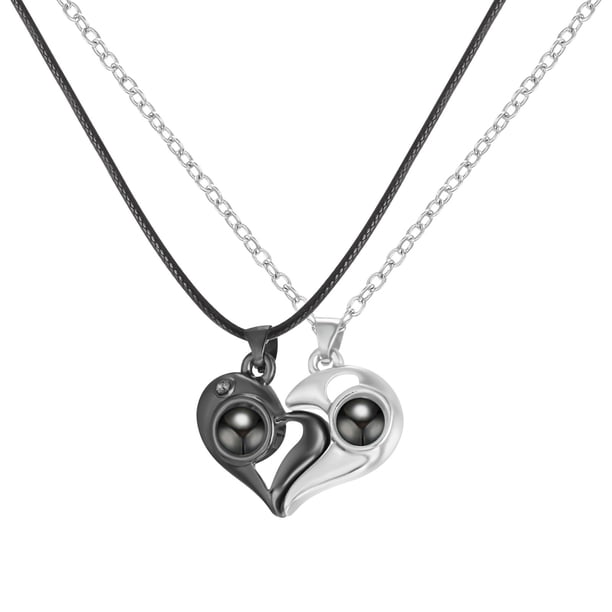 Collar para mujer, Joyas para mujer, Joyas para mujer Collar magnético de atracción para parejas con proyección de costura de corazón en 100 idiomas. Te regalo un collar.
