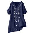 thumbnail image 3 of CYYOLLPF embroidered tops for women Beach Culottes Wide Leg Shorts Knee-Length Shorts vacation shorts wide leg shorts for women flowy shorts for women spring floral top Blue 3XL, 3 of 9