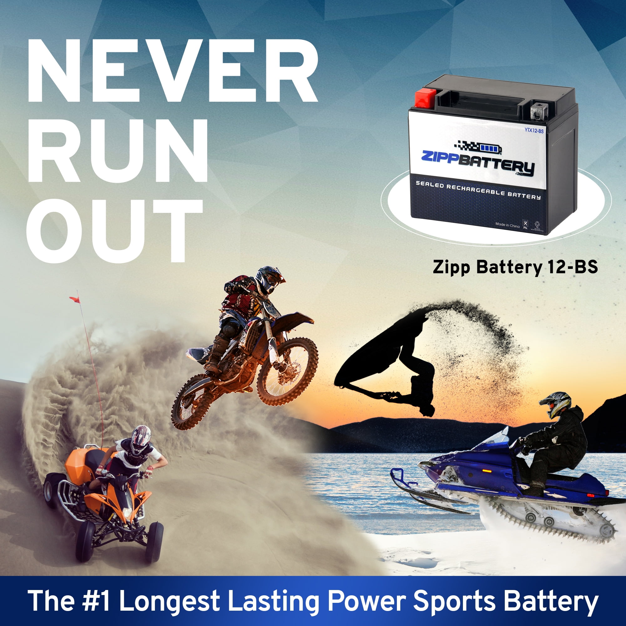 Zipp Battery Ytx12-bs (12-bs 12 Volt,10 Ah, 180 Cca) Atv Battery for Honda 250cc Trx250 Fourtrax 1985