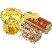 Holy Land Market Brass Incense Burner (3 Inches) - Small with Incense and Charcoal Set or kit