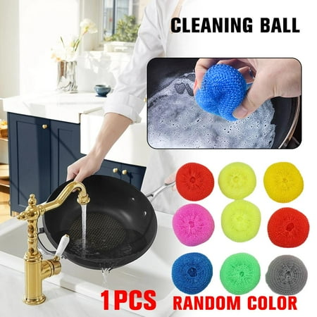 HAVELOR Plastic Wire Cleaning Ball 3.54 x 1.18 in Flexible Scrubber for Pots and Pans Removes Grease and Burnt-On Food Without Scratches(multicolor one-size)