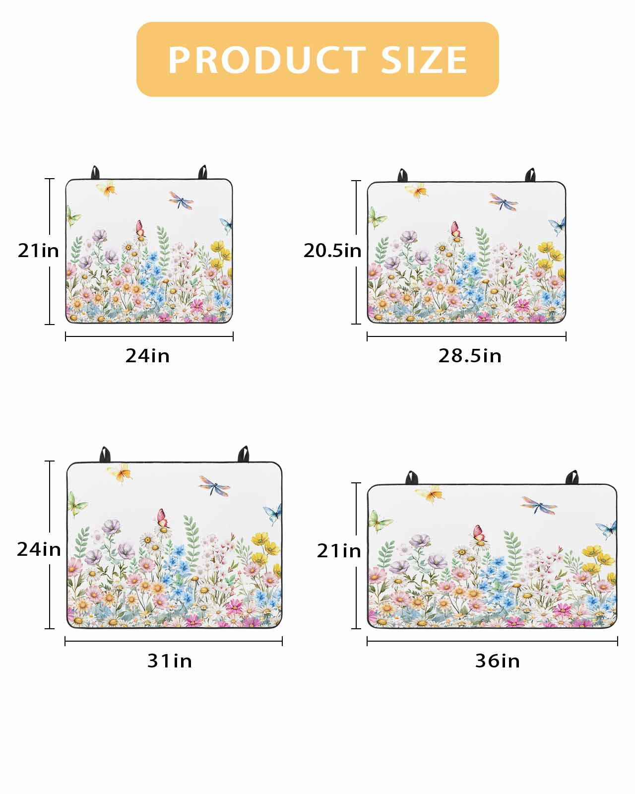 Large Induction Cooktop Protector Mat Wildflowers Stove Top Covers for Electric Stove, Farmhouse Country Dragonfly Butterfly Floral Decorative Stove Burner Cover Mats, Glass Top Stove Cover