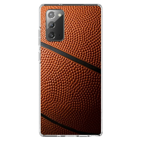 DistinctInk Clear Shockproof Hybrid Case for Galaxy Note 20 ULTRA (6.9" Screen) - TPU Bumper, Acrylic Back, Tempered Glass Screen Protector - Basketball Photo - Basketball