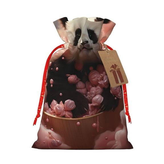 Naloa Cute Cloud Panda Drawstring Christmas Bags, 3D Xmas Gift Bags, Christmas Wrapping Bags, Xmas Goodie Bags, Treat Pouch Bags, Party Favor Bags-
