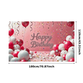 thumbnail image 2 of Pink Backdrop Banner with Happy Birthday Text Balloons Stars and Confetti Birthday Party Decoration Photography Props Party Supplies Decor Background, 2 of 7