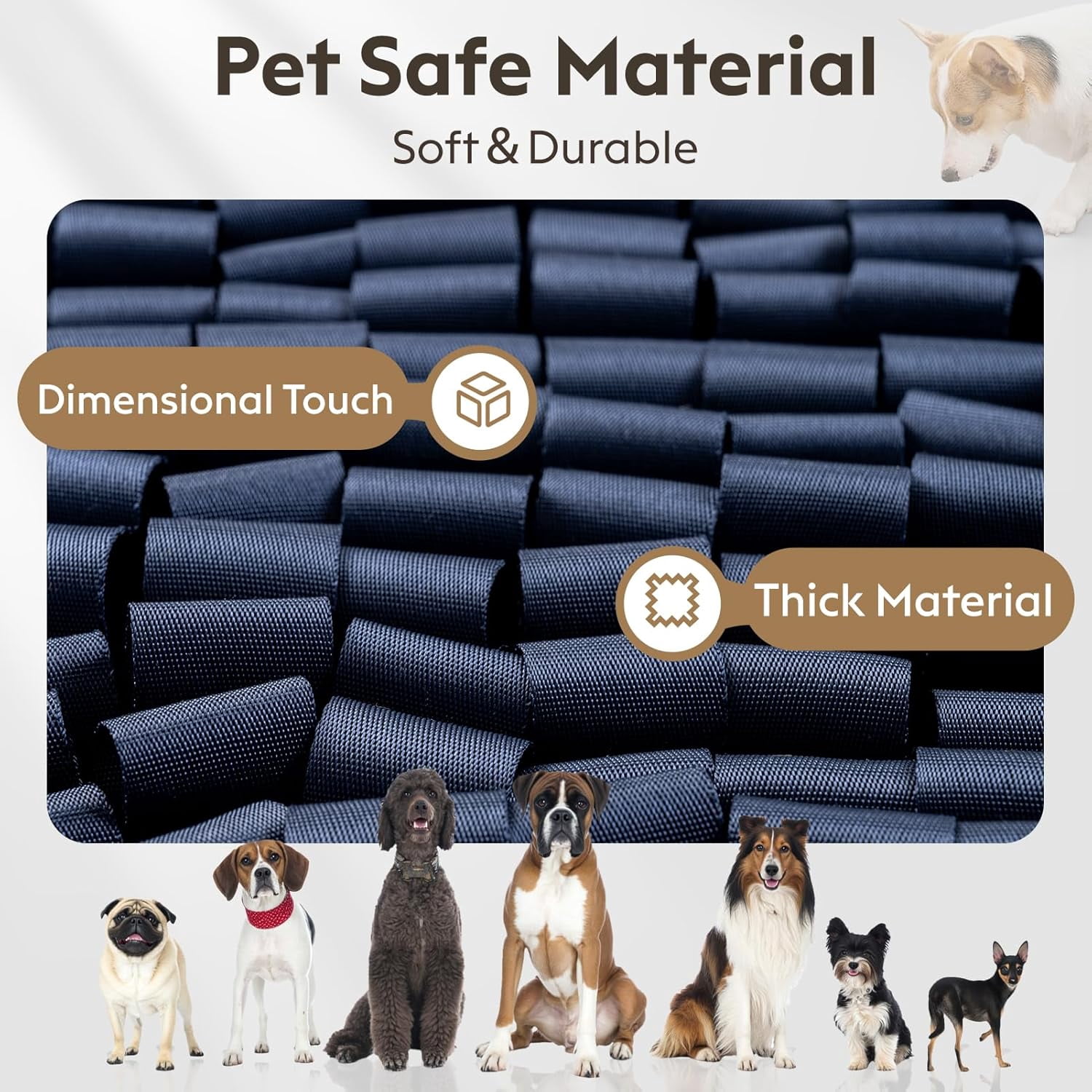 Snuffle Mat for Dogs - Interactive Puzzle Toy with Non-Slip Backing, Portable Sniffing Enrichment Mat, Easy to Store (14"x12", 1 Pack, Navy)