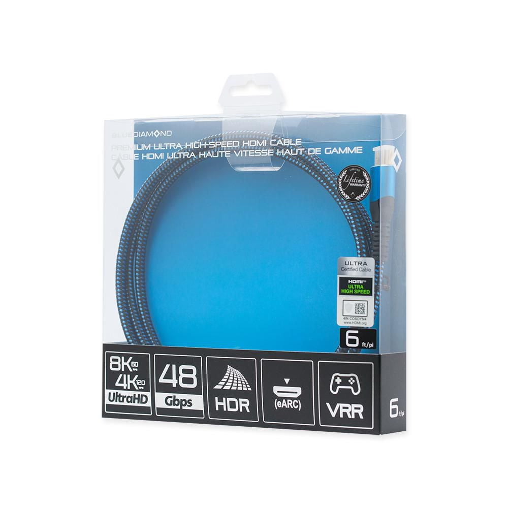 BlueDiamond câble PRO HDMI 8K Ultra HD - 48Gbps - HDR Dynamique - HDMI 2.1 - 8K@60Hz, 4K@120Hz - VRR Support, 6pi