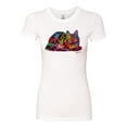 thumbnail image 2 of Wild Bobby, Colorful Rainbow Cat Animal Lover Womens Slim Fit Junior Tee, White, Large, 2 of 3
