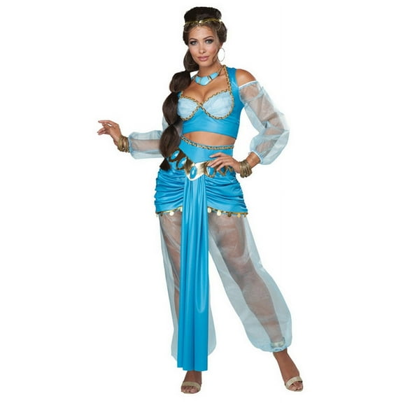 Disney Princess Arabian Princess Fancy-Dress Costume for Women with Golden Jewelry, Women's S 6-8