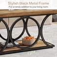 thumbnail image 5 of Finmind Rectangle Rustic Coffee Table, 47.24-inch, 2-Tier Farmhouse Table with Geometric Metal Legs & Storage Shelf (Brown & Black), 5 of 7