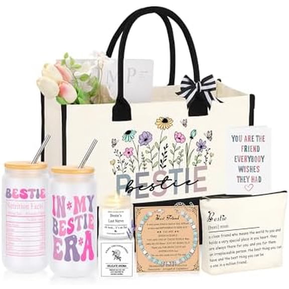 Bestie Birthday Gifts for Women, Valentines Mothers Day Gifts for Woman, Friendship Bestie Christmas Ideas Presents Basket Set of 6