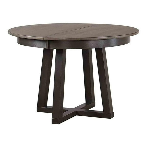 Rubberwood Pedestal Dining Table in Gray/Black Stone