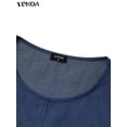 thumbnail image 5 of VONDA 2024 Summer Denim Party Dress Women Short Sleeve O-Neck Sundress Solid Casual Street A-line Short Vestido Robe Oversize, 5 of 5
