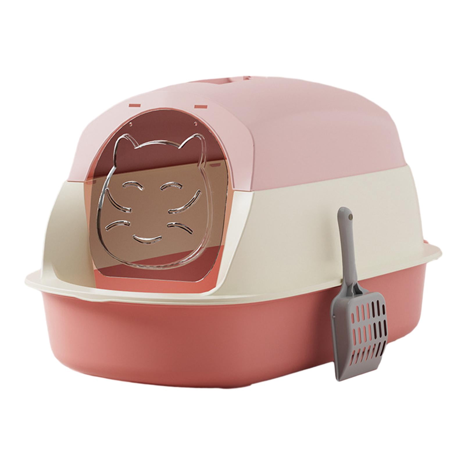 Bvdfgk Hooded Cat Litter Boxes, Hooded Pet Litter Box, Fully Enclosed Cat Toilet, Large Pink