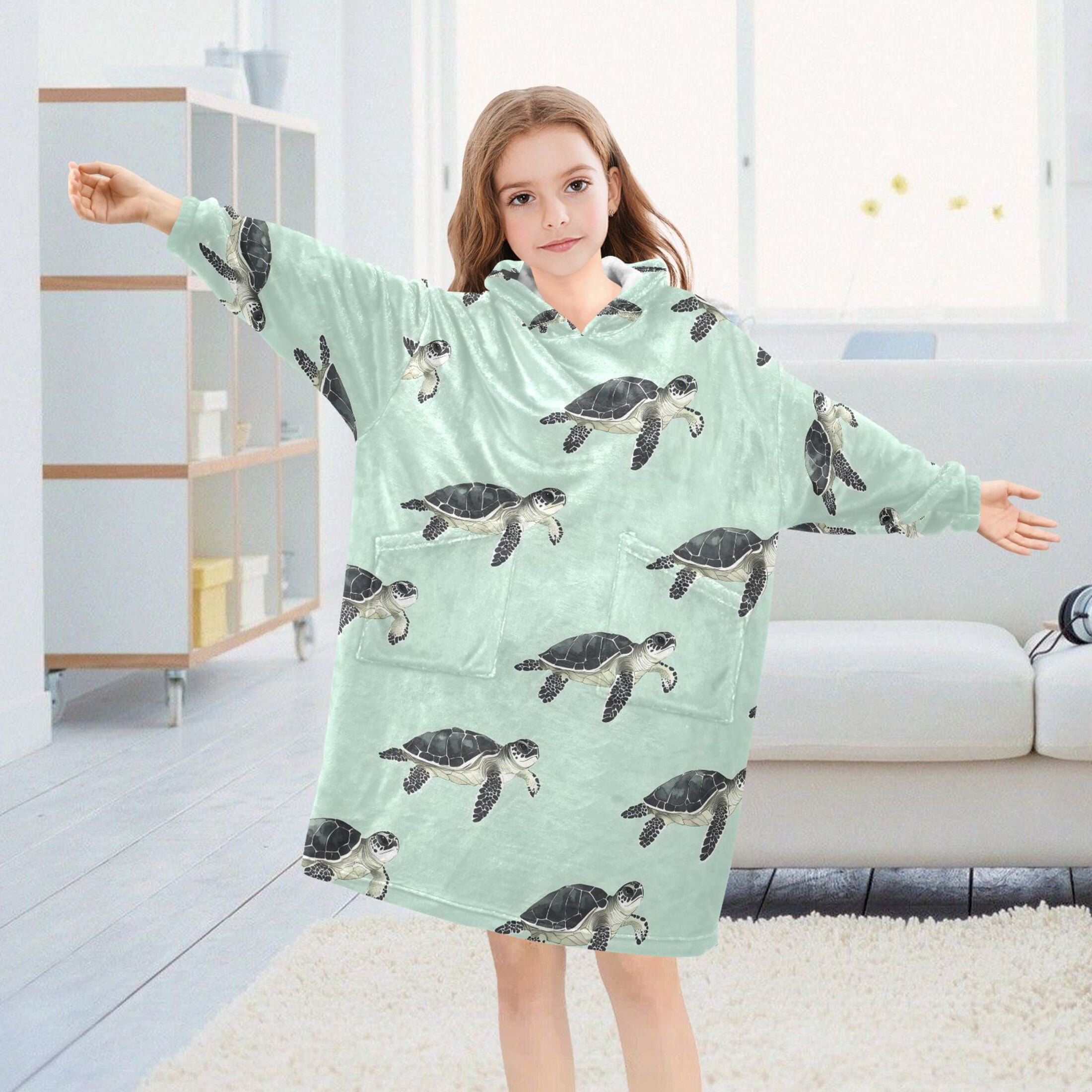 joogoo Blanket Hoodie for Turtles Oversize Sweatshirt 3-14 YR L