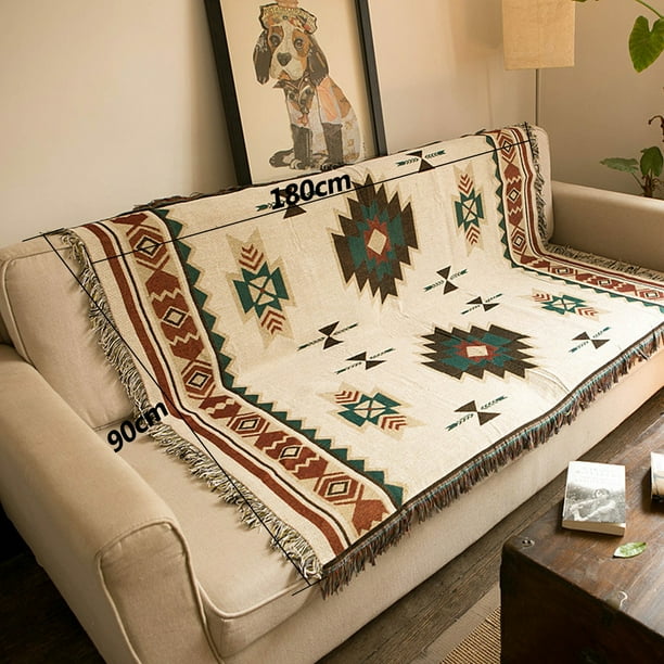 Bohemian Fringed Sofa Blanket 100 Cotton Woven Throw Blanket Wall