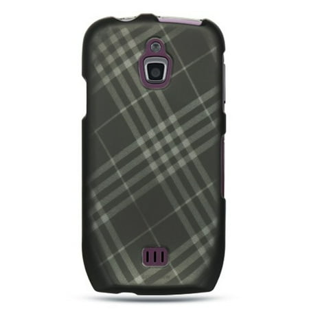 Smoke Checker - Insten Hard Crystal Rubber Skin Back Protective Shell Cover Case For Samsung Exhibit 4G T759 - Smoke Diagonal Checker