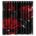 thumbnail image 1 of ABPHQTO Cortina de ducha Glam Fire Red Rose y Black Leaves Cortina de ducha impermeable 160x180 cm, 1 of 2