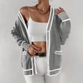 thumbnail image 5 of Plus Size Knit Cardigan Sweater Open Front Long Sleeve Pocket Outwear Cozy Casual Loose Fit Jacket For Fall Winter Fashion Women Casual Dress Sweater Long Sleeve Hoodie Womens Long Hooded Sweatshirt, 5 of 9