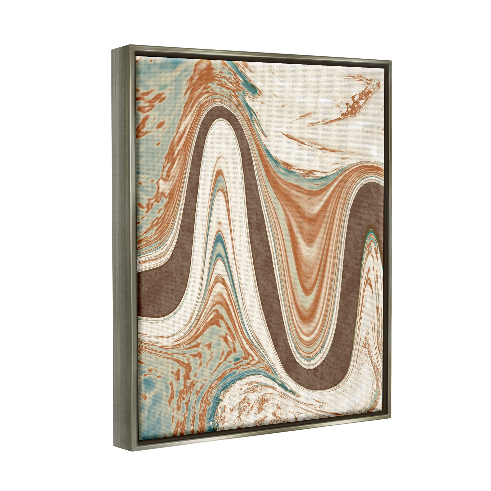 Stupell Industries Swirling Brown Abstract Wave Abstract Painting Gray Floater Framed Art Print Wall Art, 17 x 21