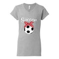 thumbnail image 2 of Wild Bobby, Cute Soccer Mom Ribbon Soccer Ball Gift Sports, Mother's Day, Women Standard V-Neck Tee, Heather Grey, Large, 2 of 3