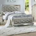 thumbnail image 2 of LiviNest California King Bed: Modern Glamorous Upholstered Bed with Mirror Trim - Silver Gray Tufted Headboard & Footboard for Hotel Room Setup & Guest Accommodation, 2 of 6