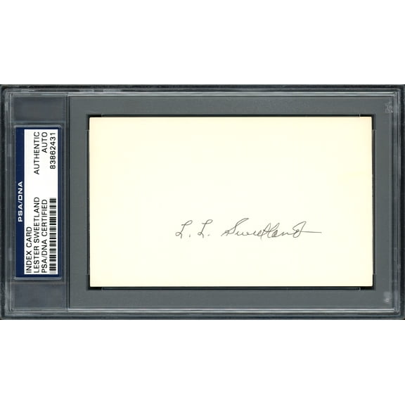 Lester "Les" Sweetland Autographed 3x5 Index Card Philadelphia Phillies, Chicago Cubs PSA/DNA #83862431
